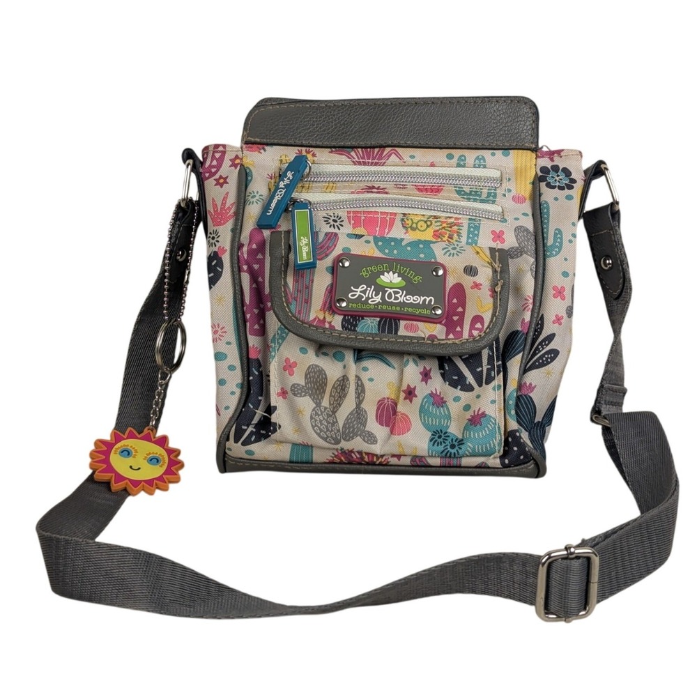 Lily Bloom Cactus Hedgehog Print Crossbody Bag Green Living Recycled Messenger
